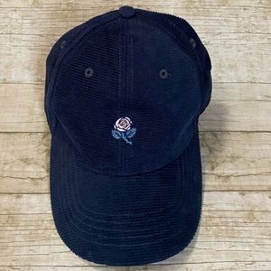 🌸Navy Blue Corduroy Flower Embellished Ball Cap